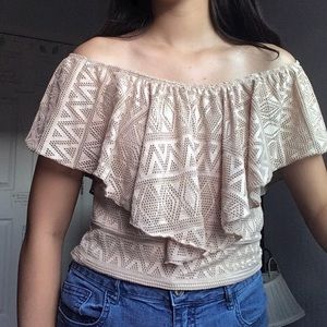 Beige Off the Shoulder Top